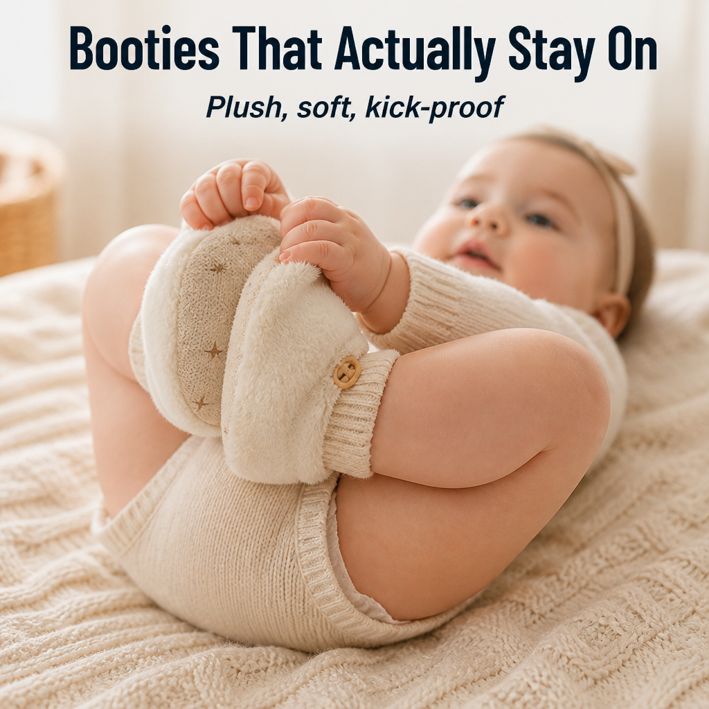 TinyTreadz™ — Snuggle Tiny Toes With Plush Booties That Truly Stay Put