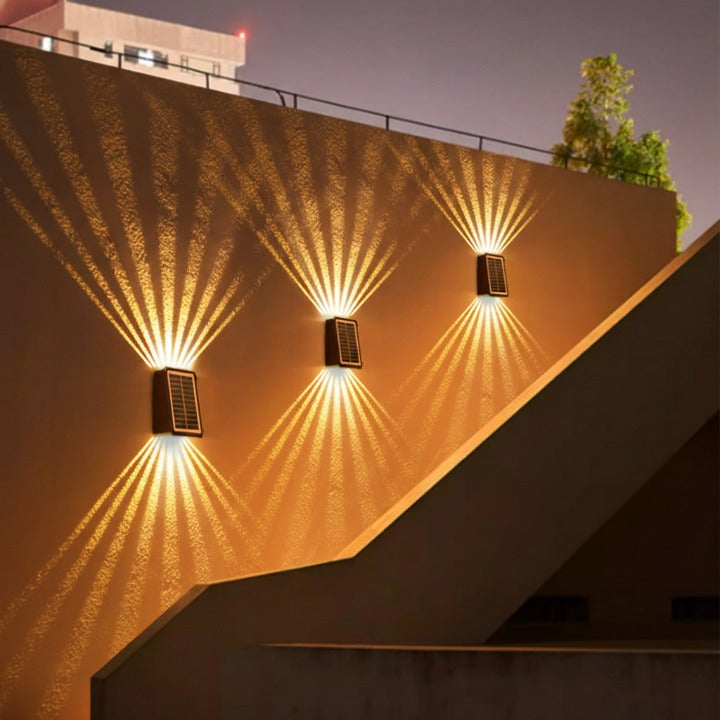 Solar Outdoor Wall Light with Warm White & RGB – Wireless and Automatic