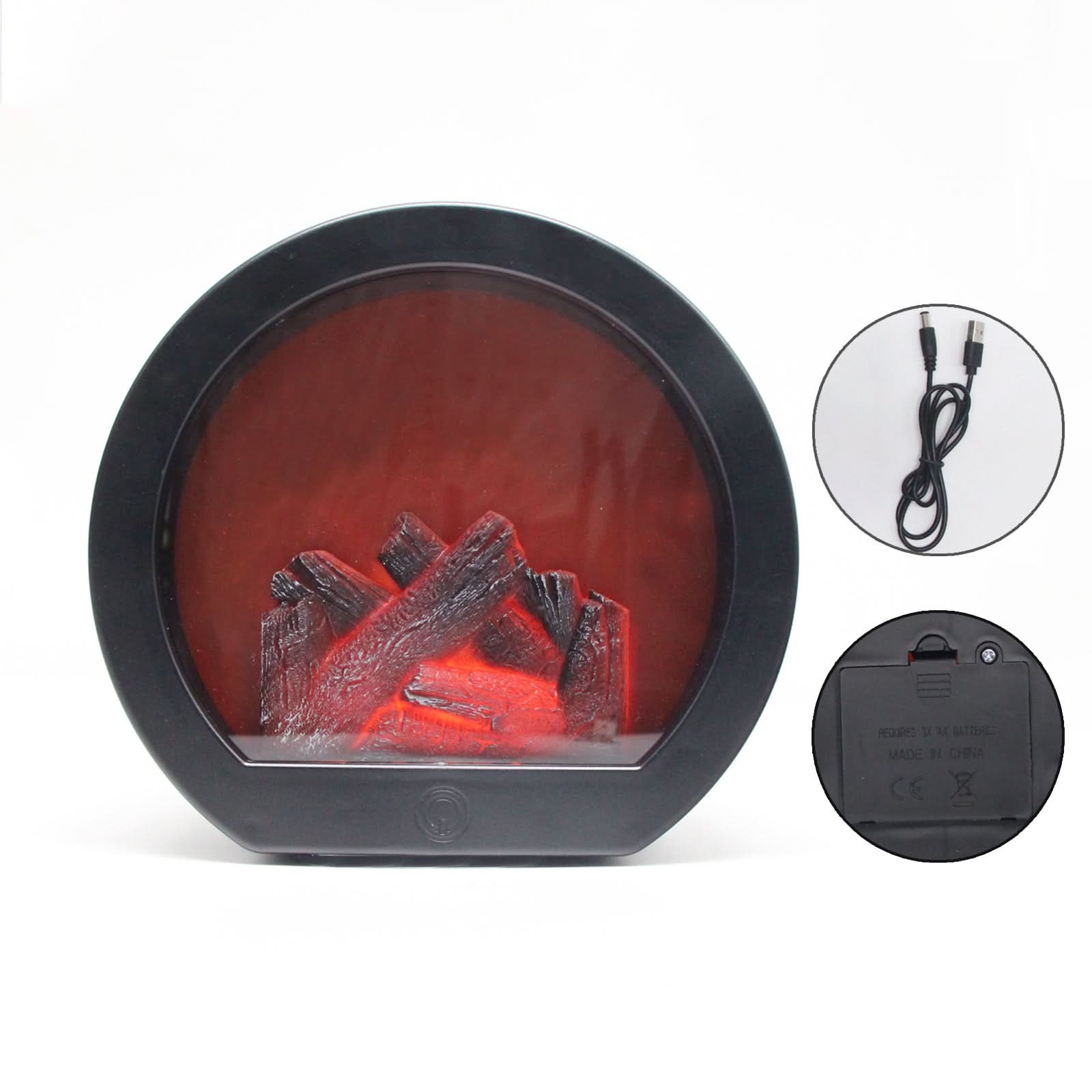 Dual-Power Decorative Fireplace Light for Indoor Ambiance and Holiday Decor