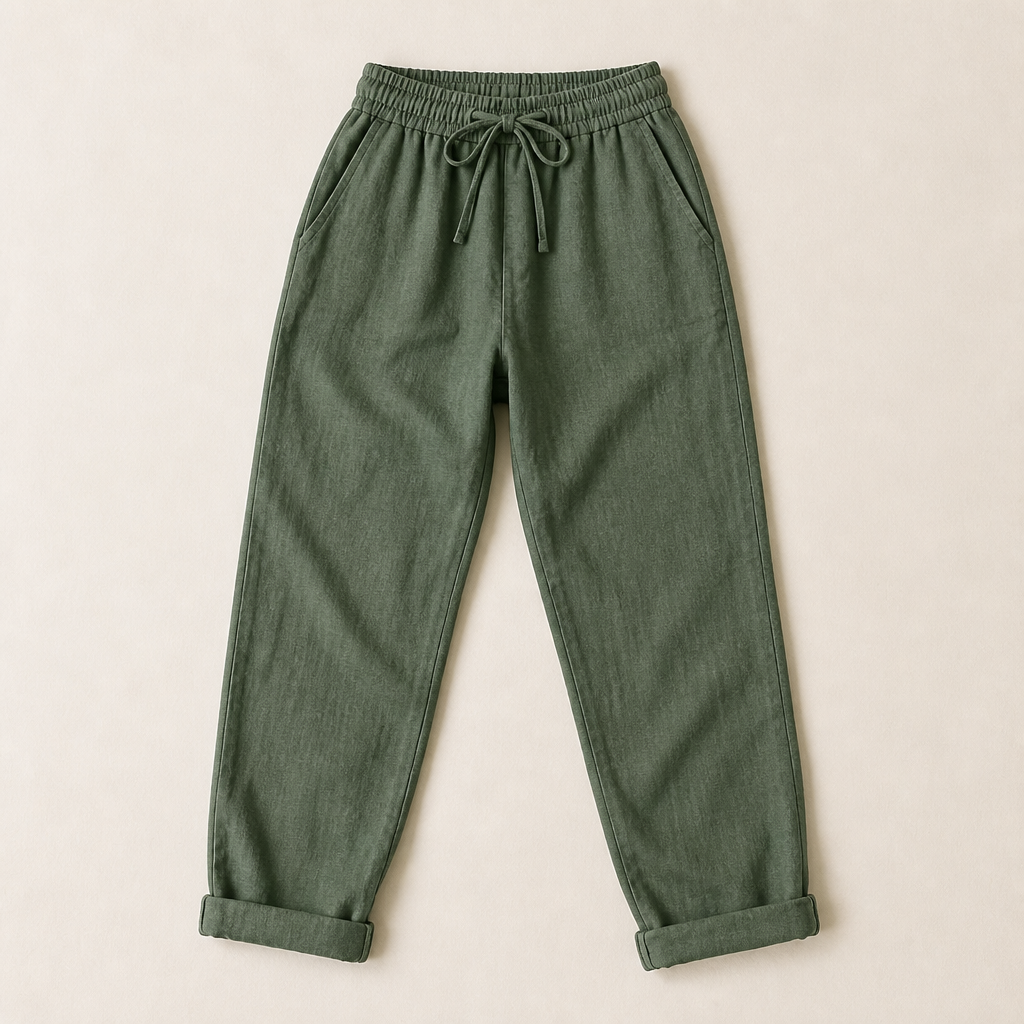 BellaSilk™ – Comfortable Cotton-Linen Tapered Pants with Drawcord Waist