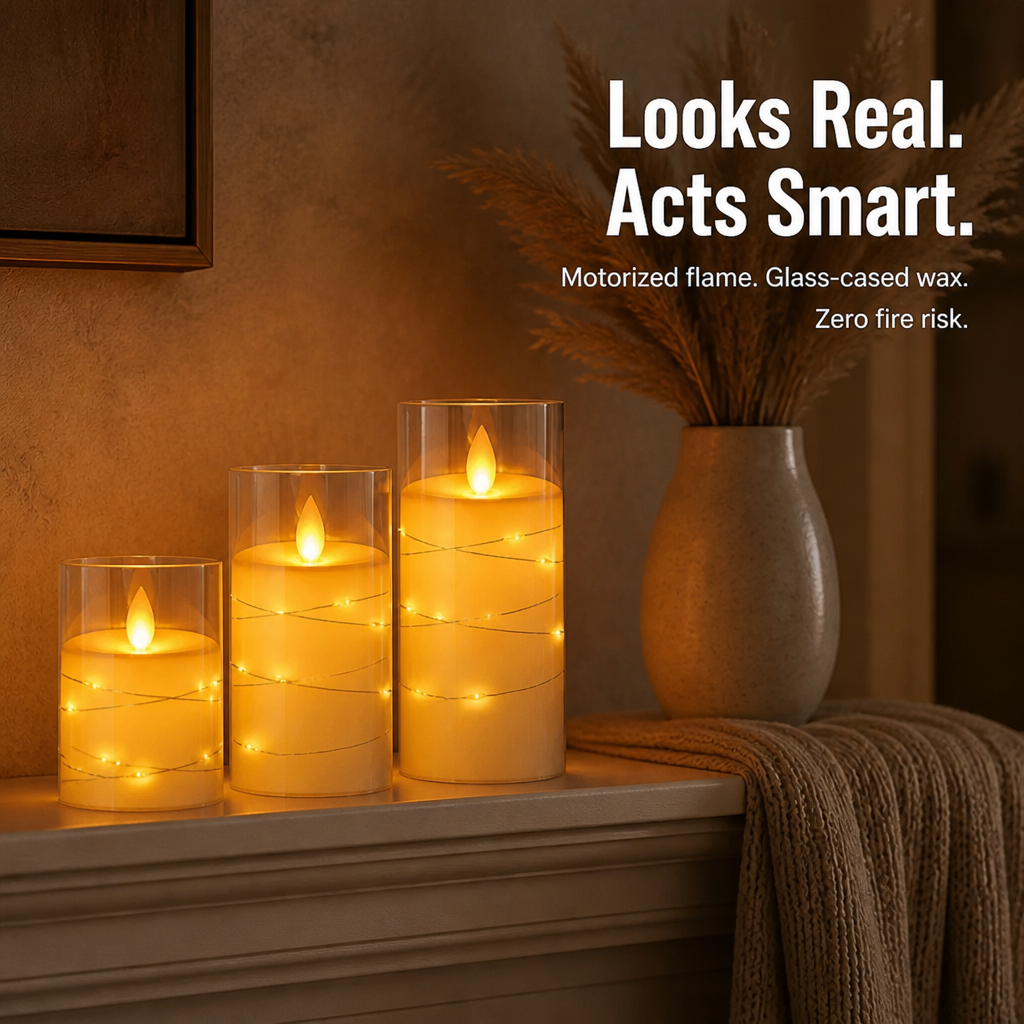 LumenaFlicker™ — Shine Like True Candles Without Fire, Mess, or Concern