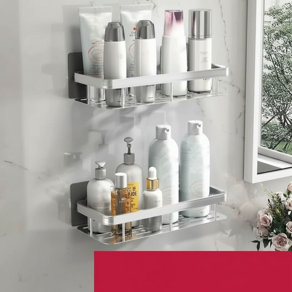 Aluminum Wall-Mounted Shelf Organizer for Bathroom Storage