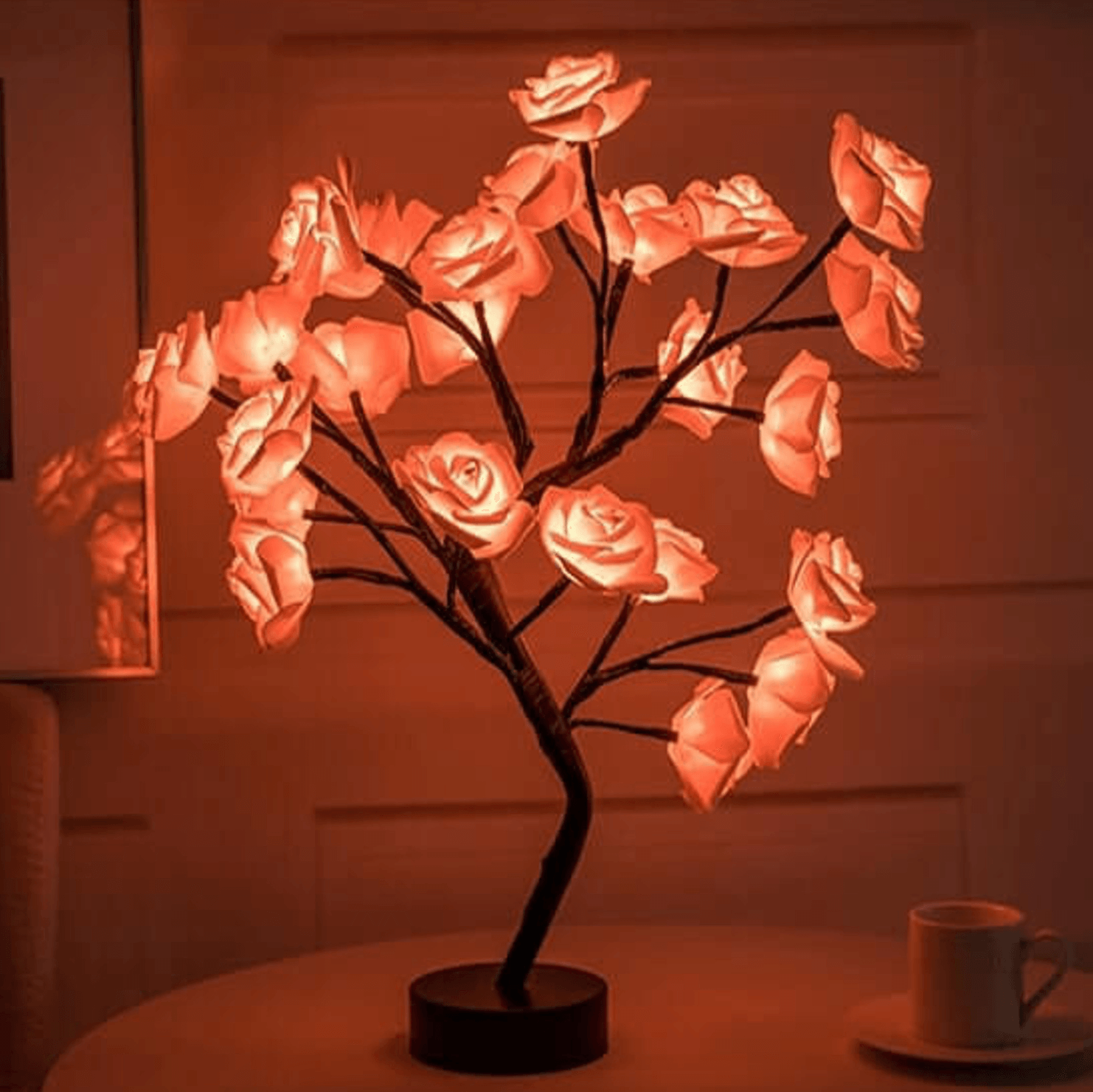 Charming Rose Tree - Wireless LED Battery Table Lamp for Living Room | Reading Light | Bedside Light