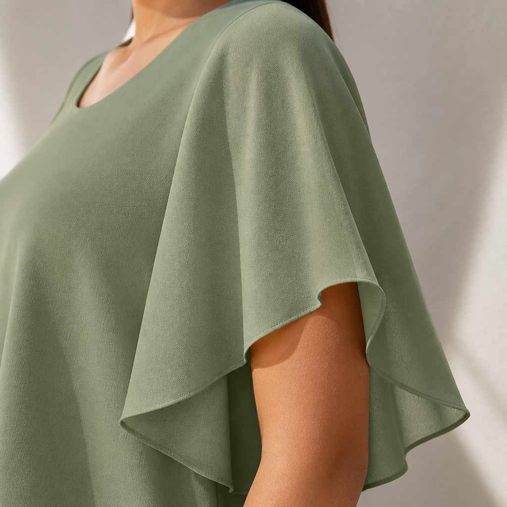 Flexara™ – Stylish Layered Chiffon Blouse with Wide-Leg Printed Pants Set