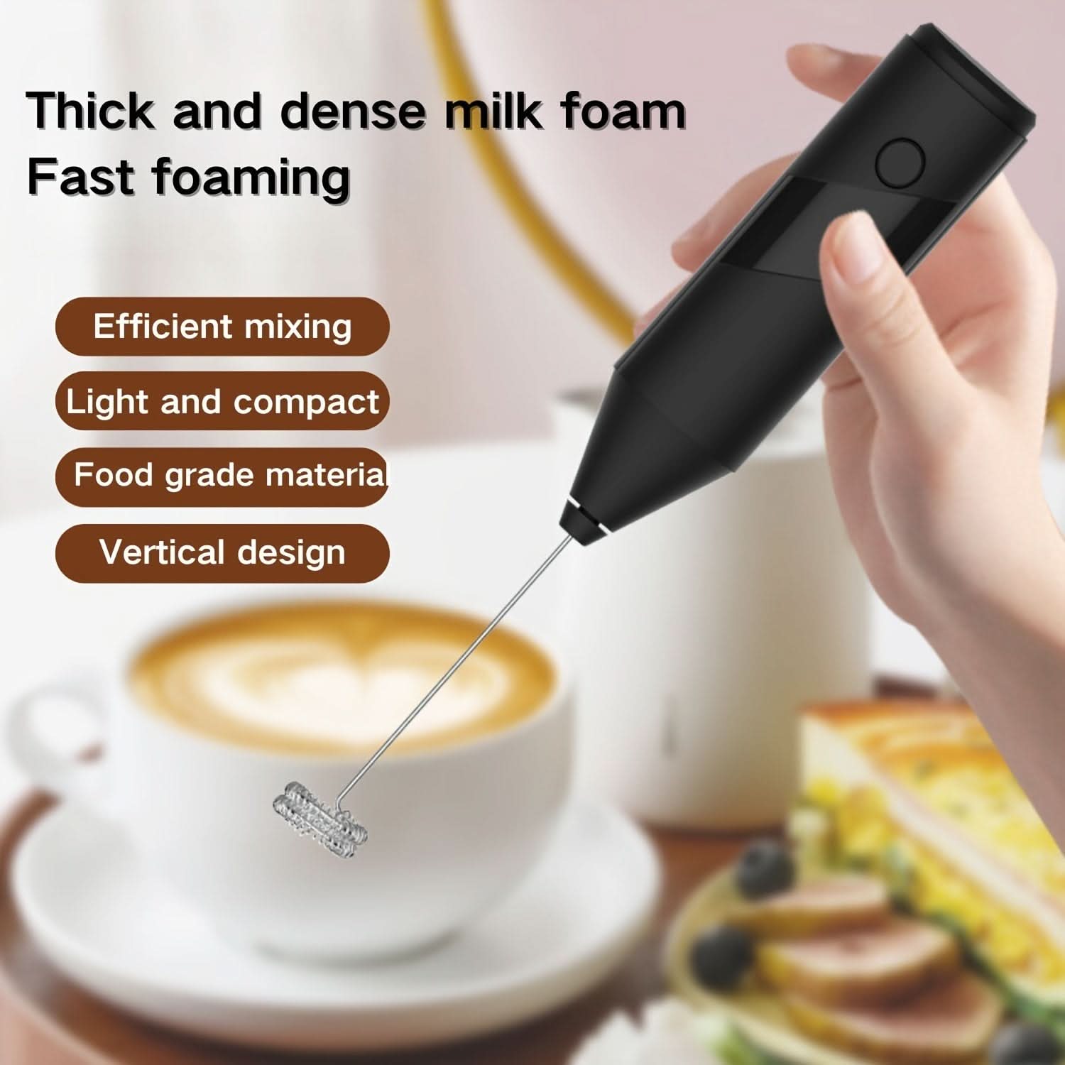 Handheld Electric Milk Frother for Coffee Mixing