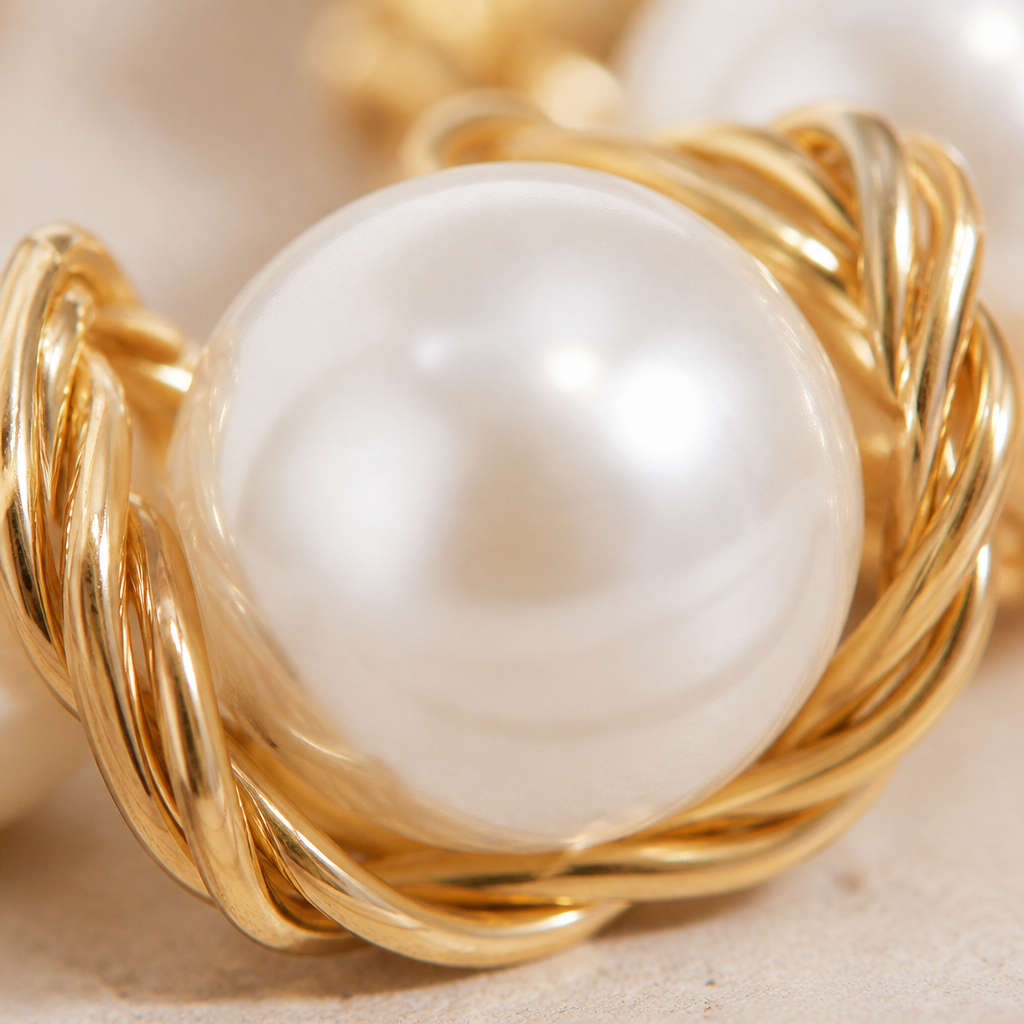 LumaChic™ – Bold Pearl Choker with Twisted Gold Wire Accent