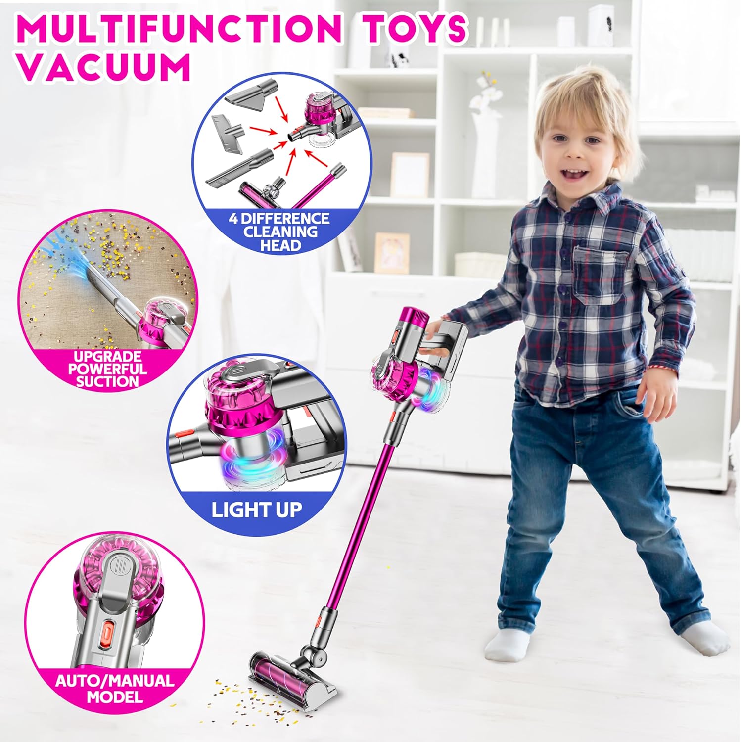 Multi-Function Kids Cleaning Vacuum with Realistic Action