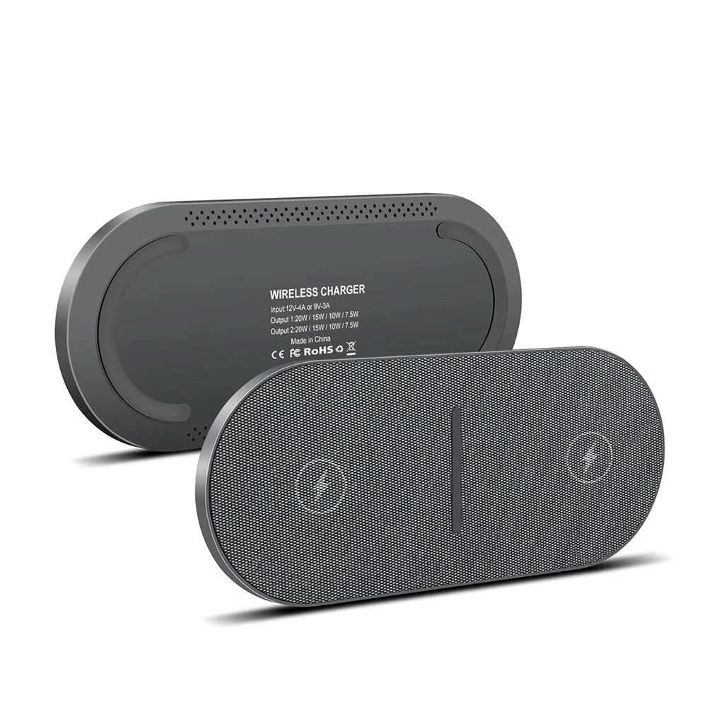 Compact 40W Dual Device Wireless Charger with LED Indicator