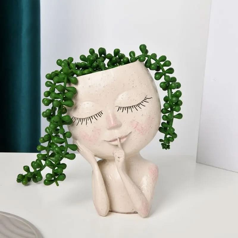 Artistic Floral Face Planter for Home Decor