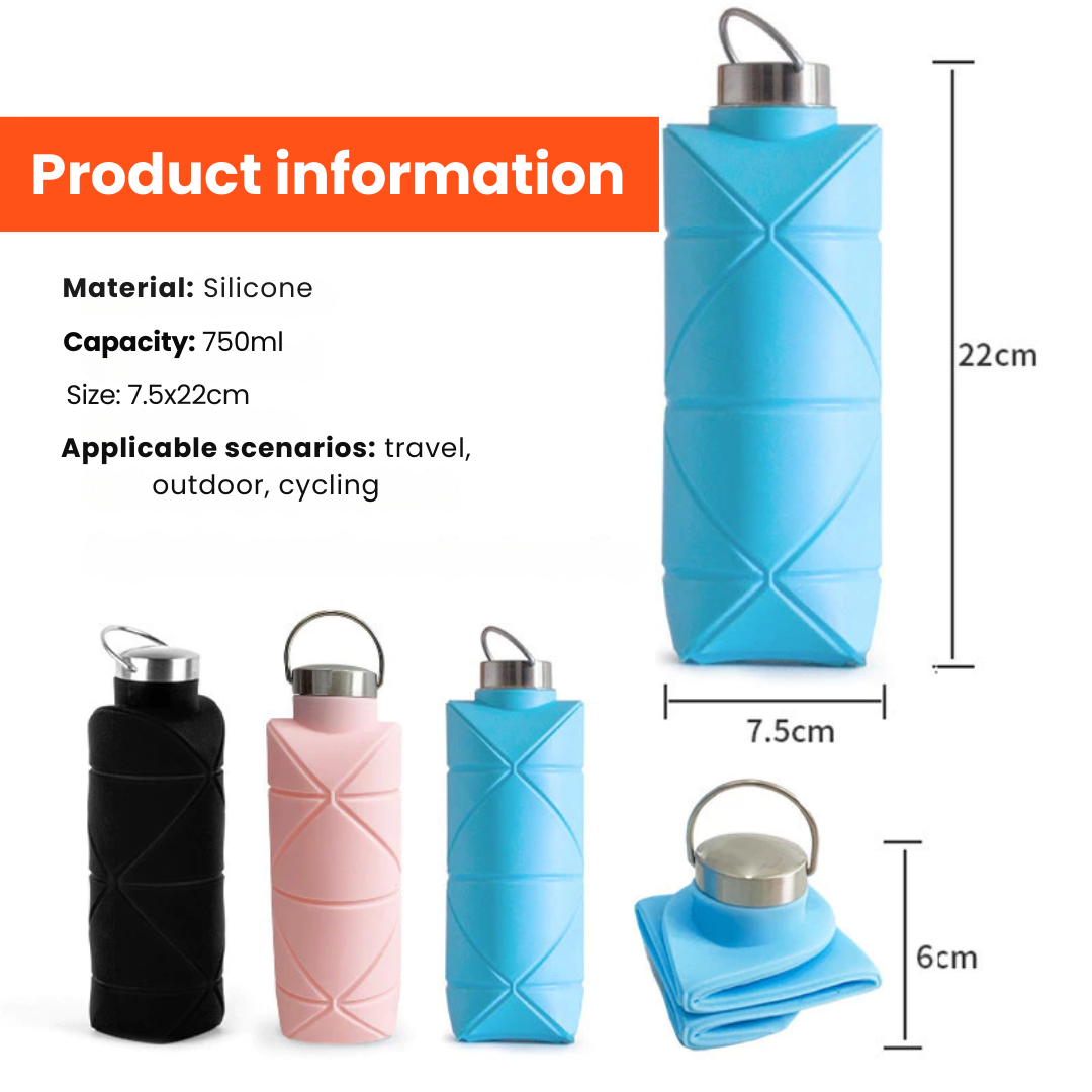 Portable Silicone Water Bottle – 750 ML, Leak-Resistant & Eco-Conscious