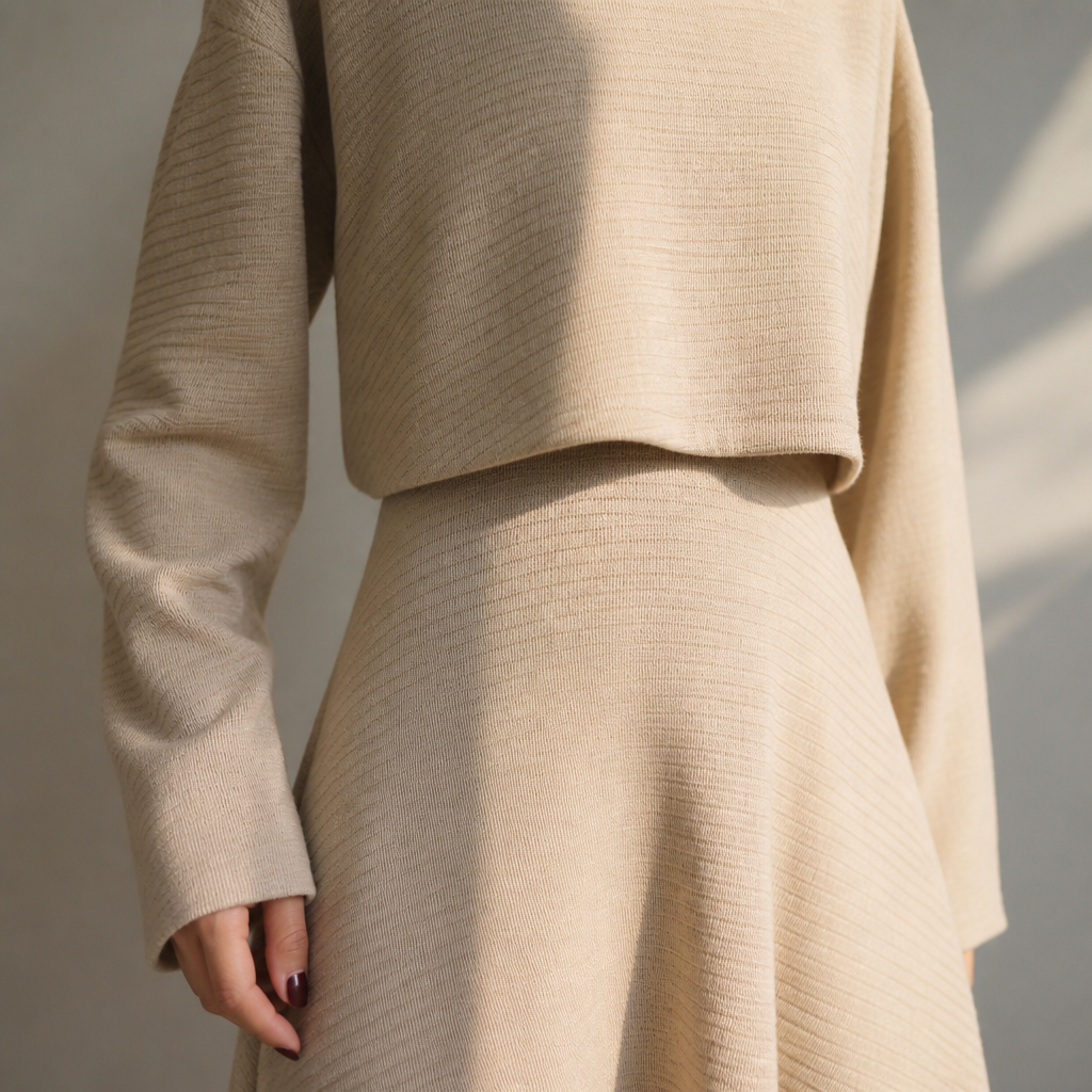 VeloraMist™ – Soft Knit Two-Piece Outfit with Layered Cropped Top