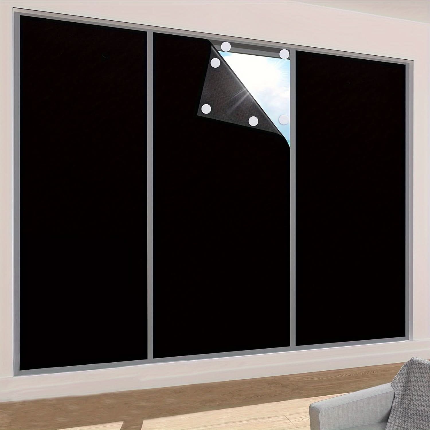 Blackout Curtains for Home and Office Use – No Drill, Black
