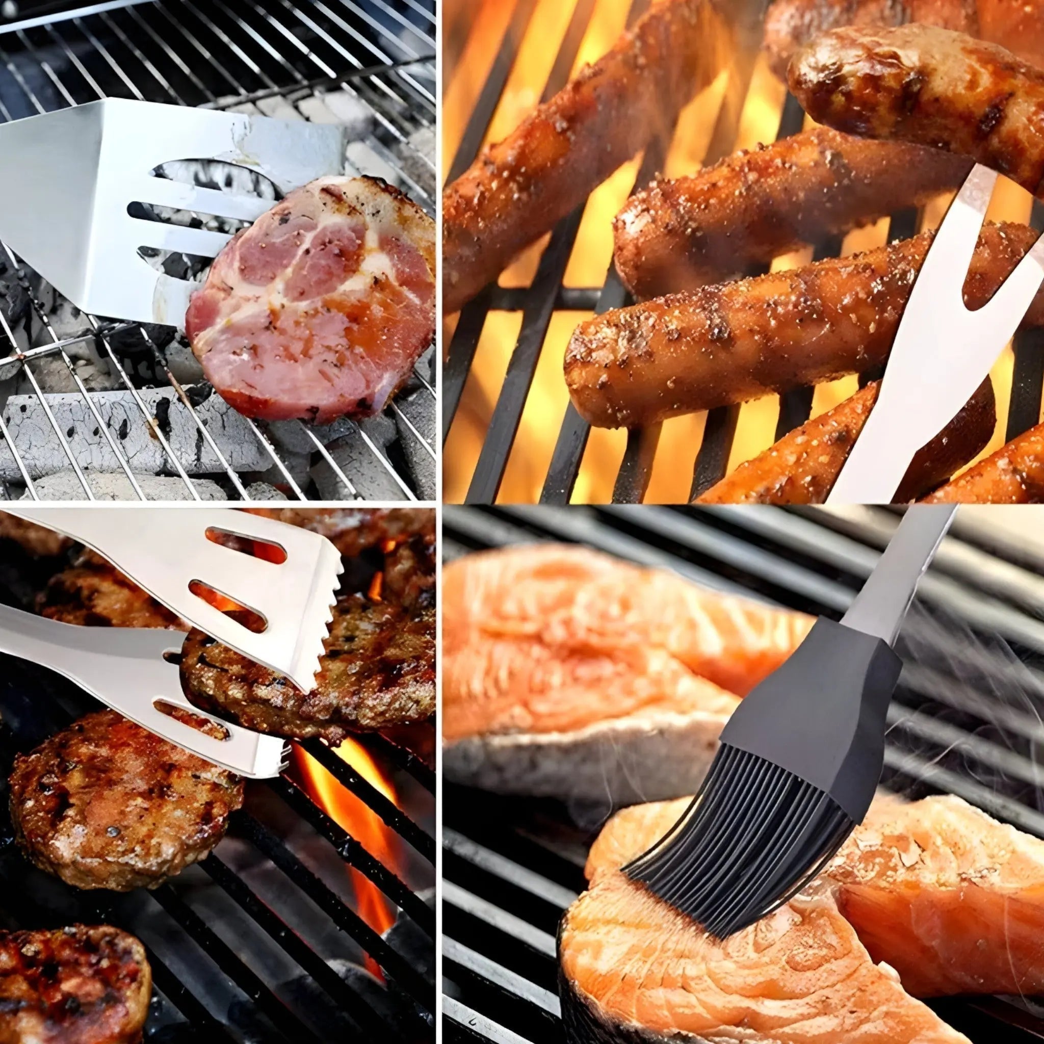 Stainless Steel BBQ Cutlery Set | Comes with Carrying Case for Travel | Heatproof Firm Grip | RostRanger