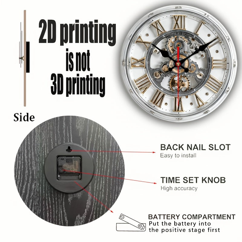 Rustic Gear-Inspired Wooden Wall Clock – Timeless Charm