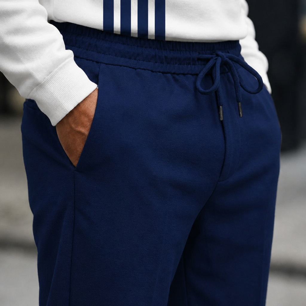 VibeFlex™ – Contemporary Striped Mock-Neck Quarter-Zip Two-Piece Set
