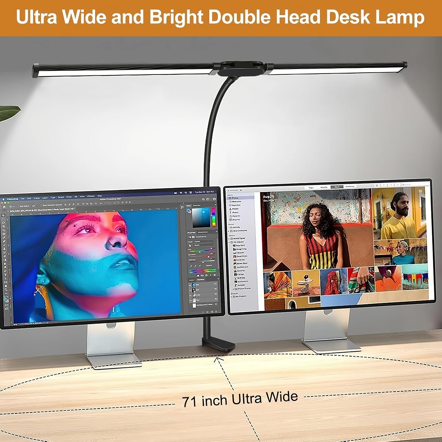 LUXLITE - Versatile USB Dual-Head LED Desk Lamp with Adjustable Neck