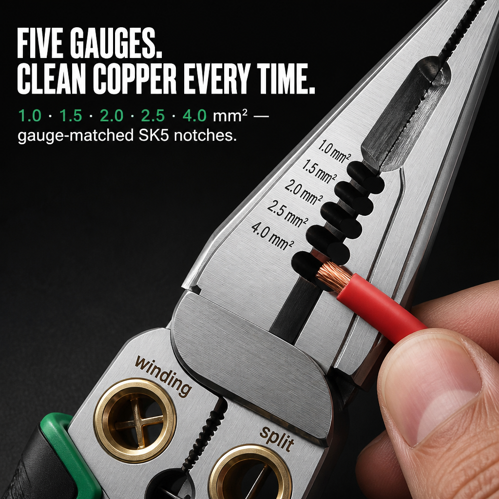 VoltEdge™ — Strip, Cut & Test Live Wires Without Changing Tools