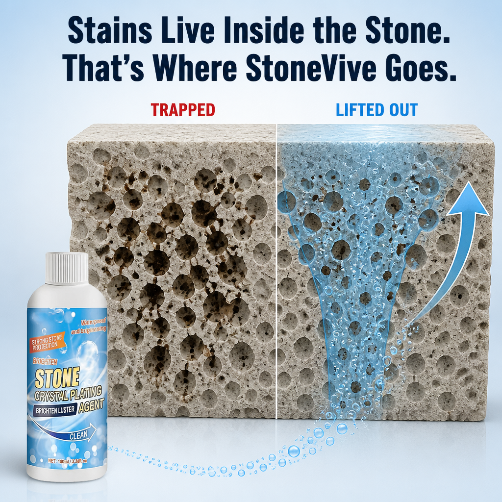 StoneVive™ — Wash Away Years of Patio Dirt from Stone in a Single Rinse
