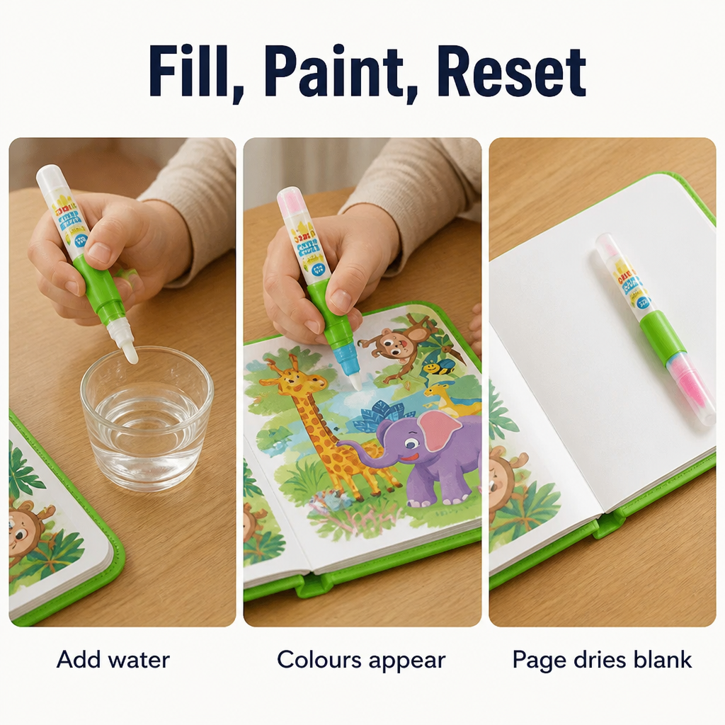 SplashCraft™ — Keeps Kids Busy Hours with Quiet Colouring and Zero Stains