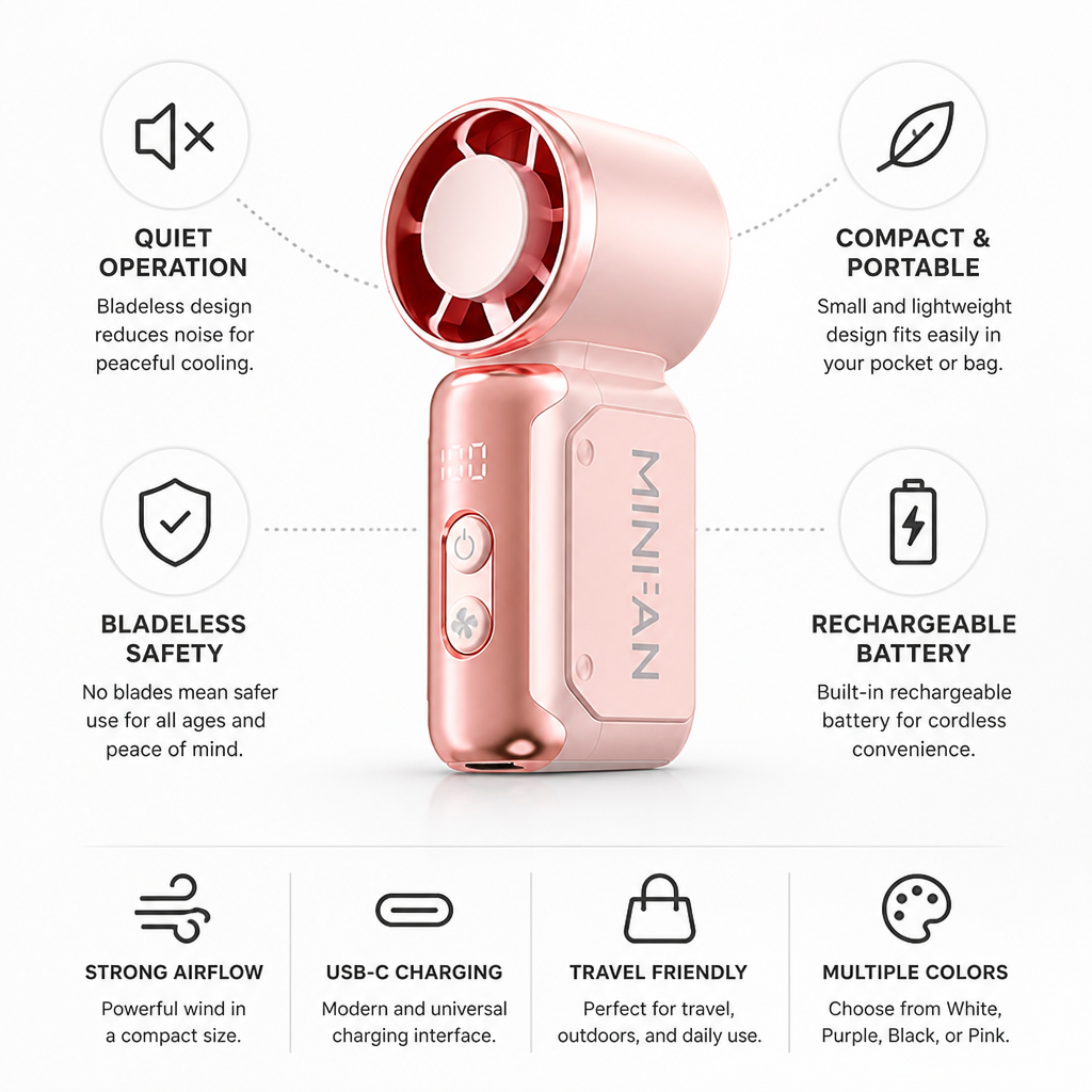 Bladeless Quiet Rechargeable Handheld Fan
