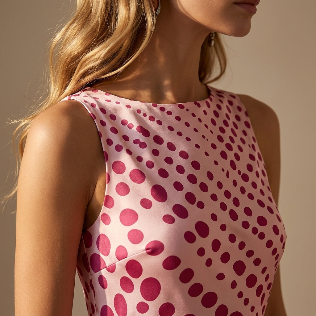 SatinMuse™ – Bias-Cut Satin Midi Dress with Gradient Polka Dots