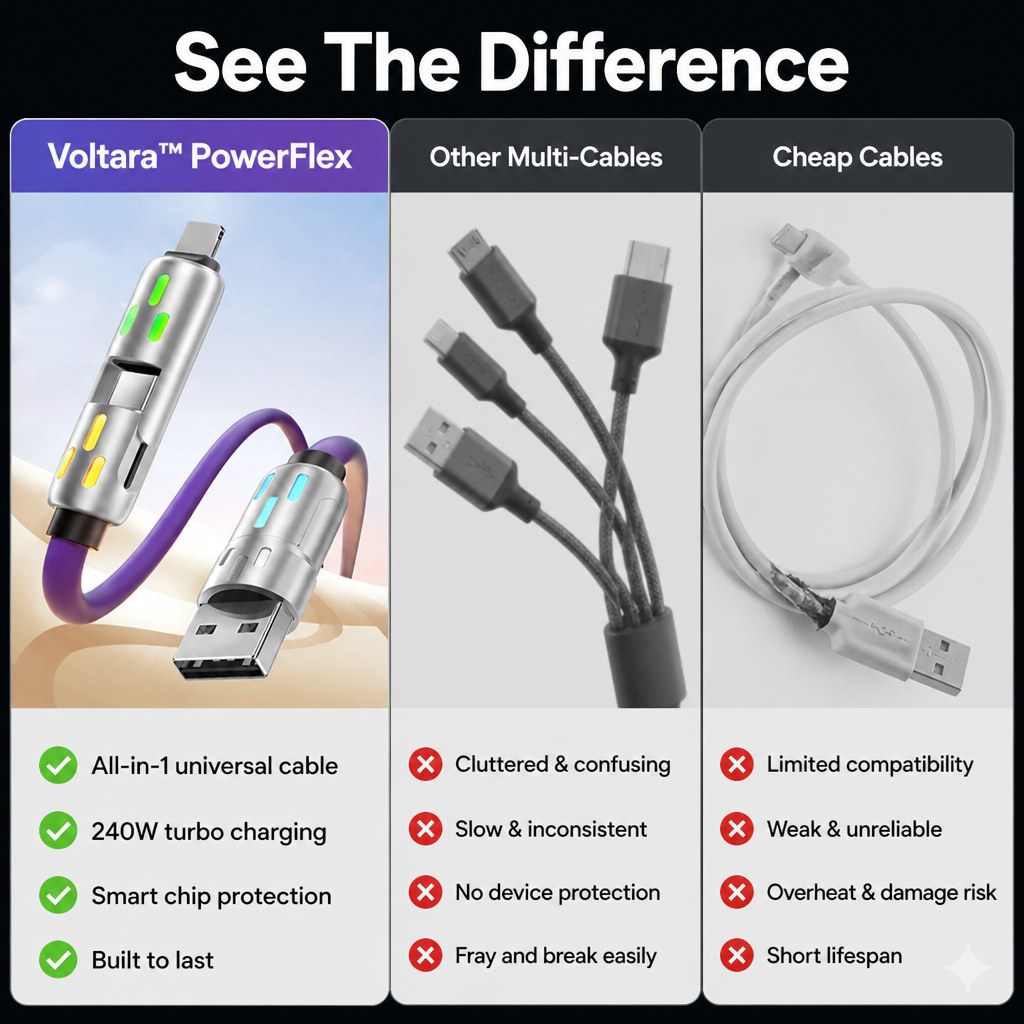 Voltara™ PowerFlex — Lightning-Fast Charging That Declutters Your Life and Protects Your Devices