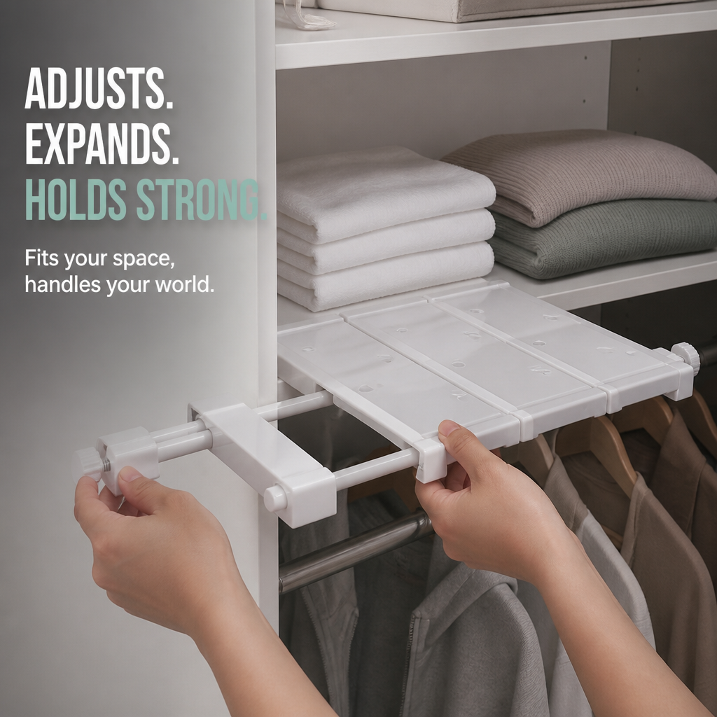AdjustiShelf™ — Command Your Clutter with Effortless Strength and Perfect Fit