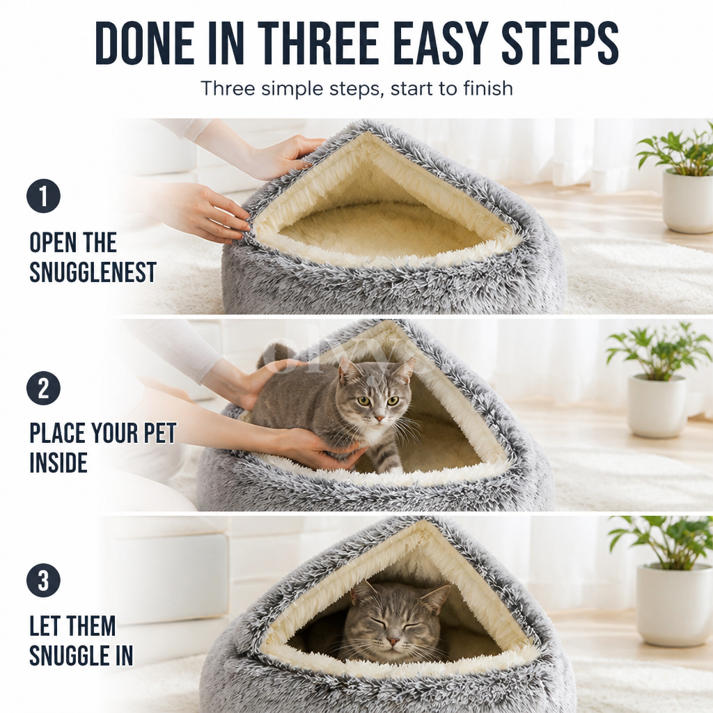SnuggleNest™ — The Cozy Hug That Calms Your Pet to Deep, Dreamy Sleep