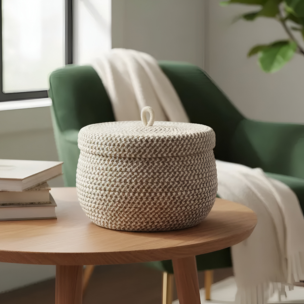 Handwoven Storage Basket | Round Wicker Basket | Boho Vibes | CasaWeave