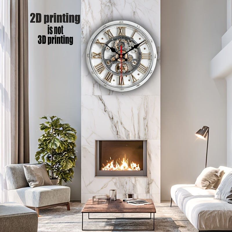 Rustic Gear-Inspired Wooden Wall Clock – Timeless Charm
