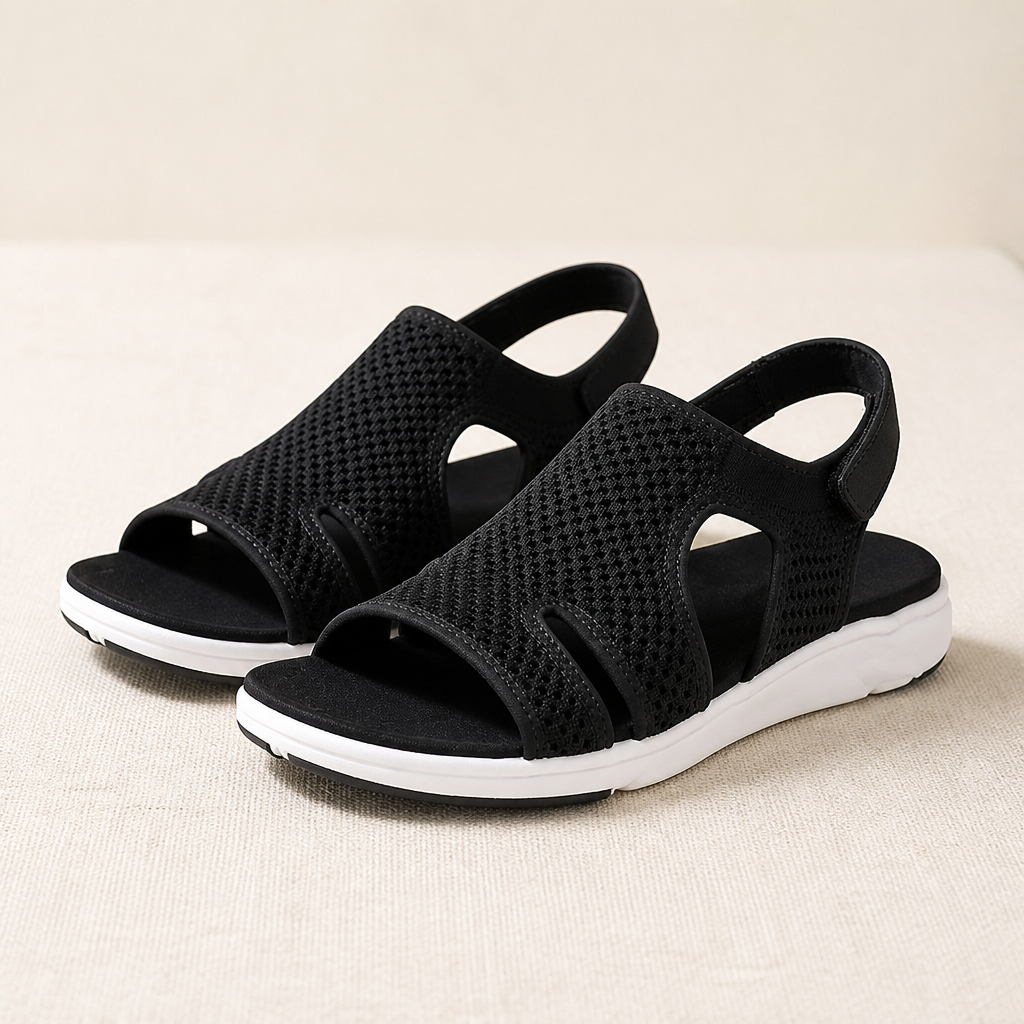 AeroLuxe™ – Padded Mesh Slingback Sandals with Velcro Closure