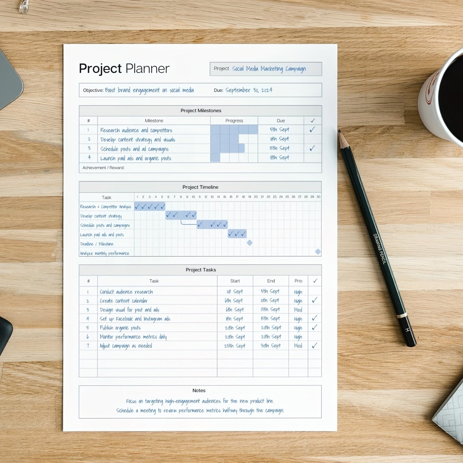 Project Mastery - 50-Sheet Planning Journal for Effective Time Management