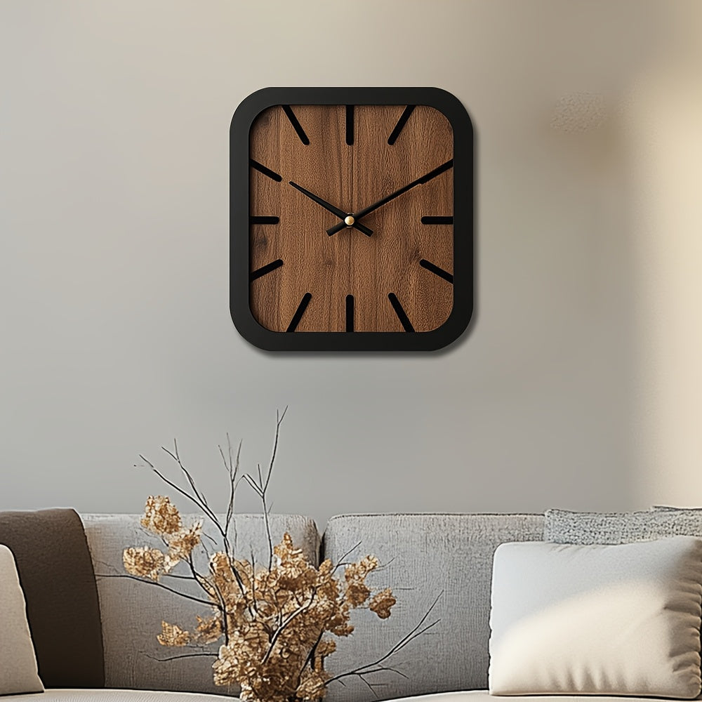 TimberCraft - Artisan Square Wooden Clock with Battery Operation