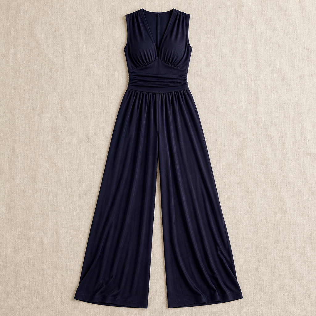 VeronaLuxe™ – Soft Ribbed Sleeveless Wide-Leg Jumpsuit