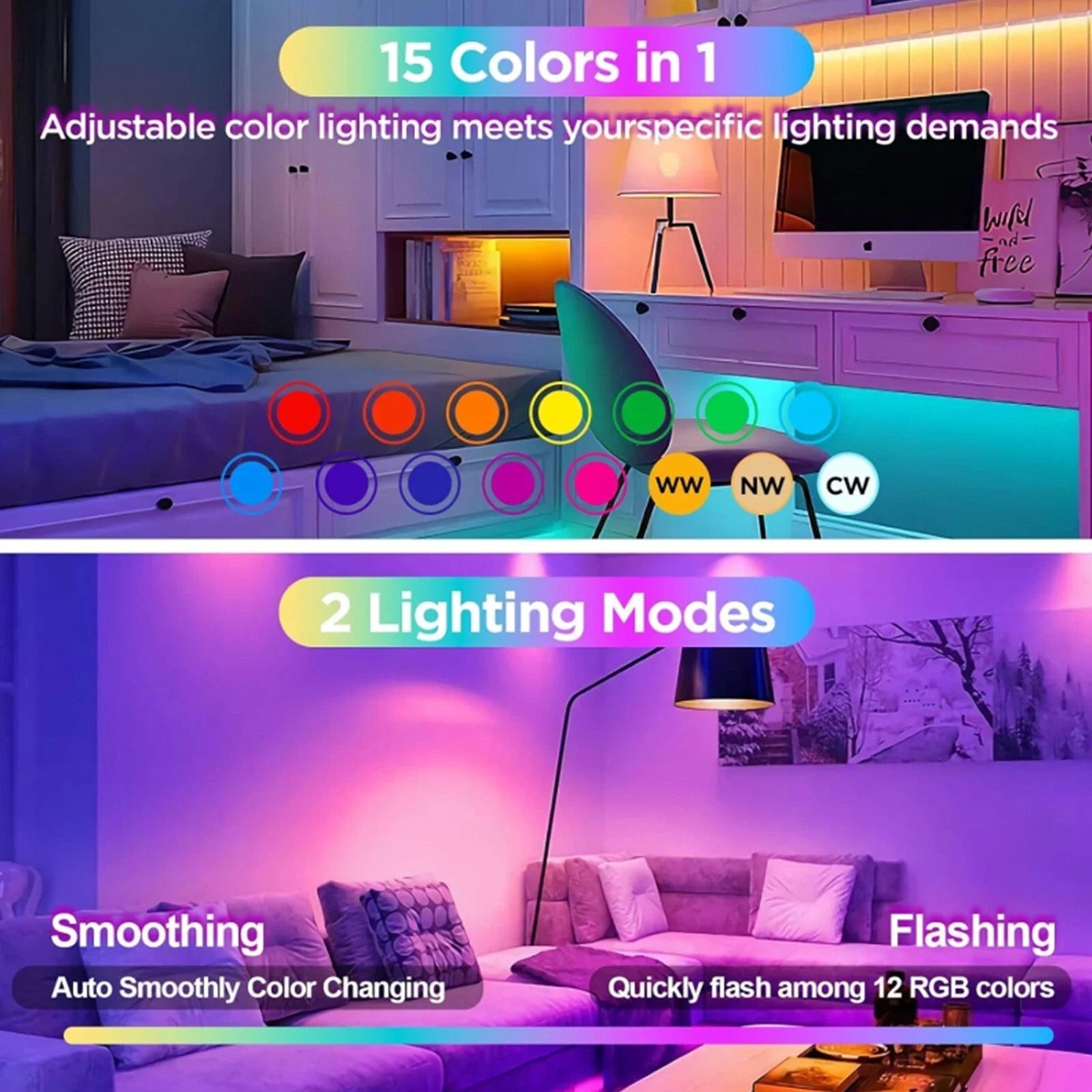 Rechargeable E27 RGB LED Lamp with Remote Control – Cordless Installation