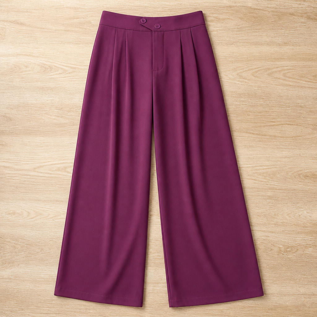 VelaCurve™ – High-Waist Wide-Leg Plus Size Pants with Wrinkle-Free Stretch