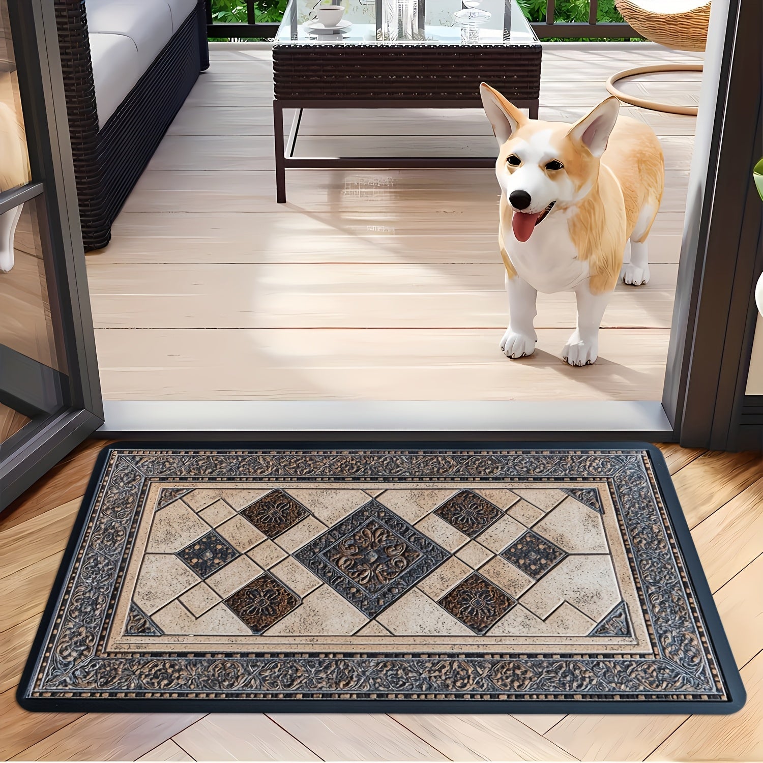 Modern Washable Entry Mat with Stylish Geometric Design