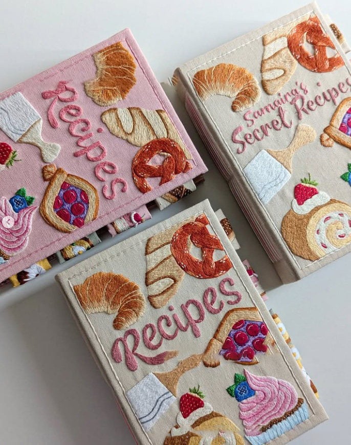 Notebook | Handmade Recipe Journal | Embroidered Fabric Cover | RecipeHeart