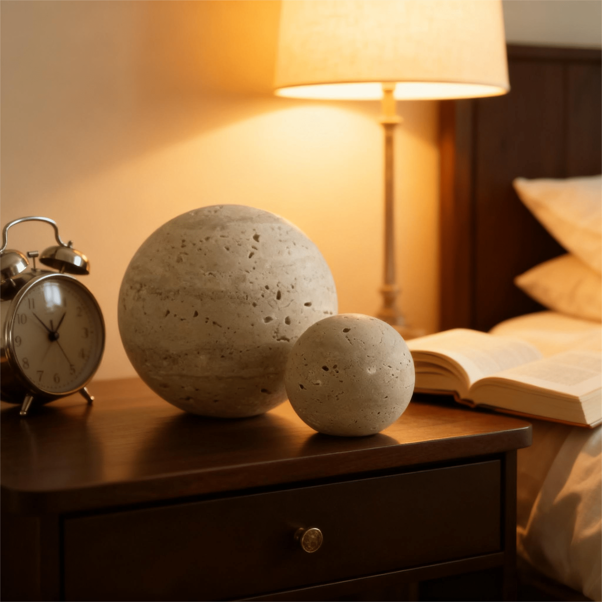 Handcrafted Travertine Marble Sphere Decorative Piece