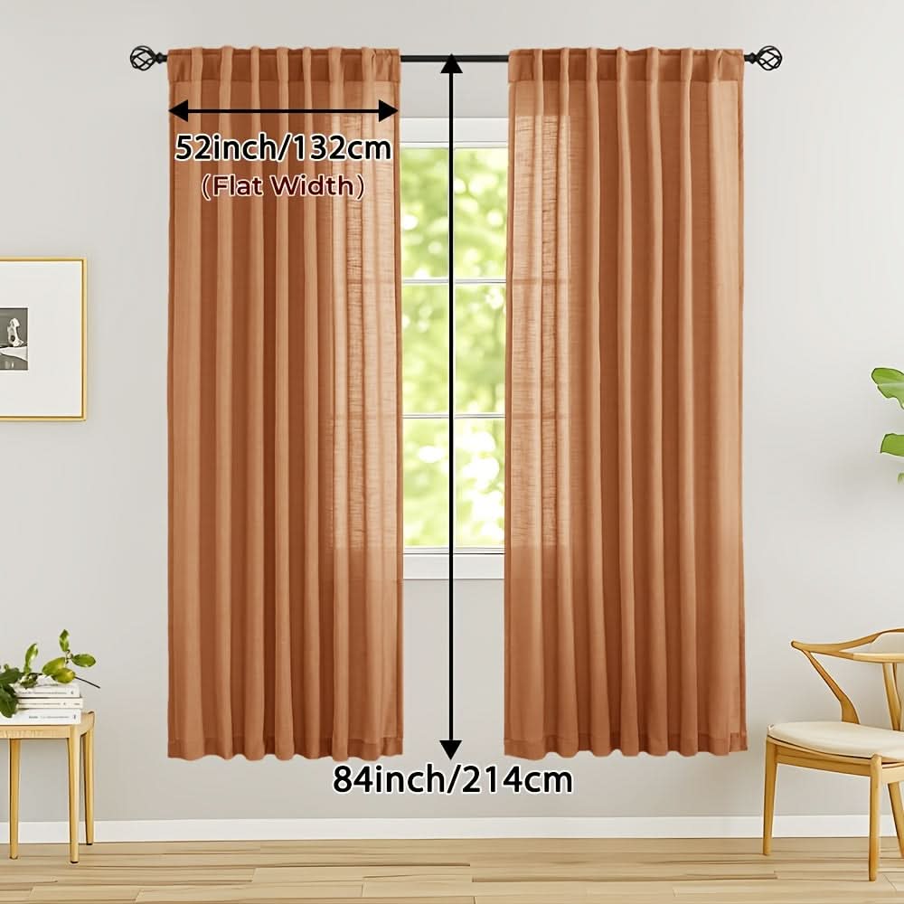 Flax Linen Sheer Curtains for Soft Light Filtering and Privacy