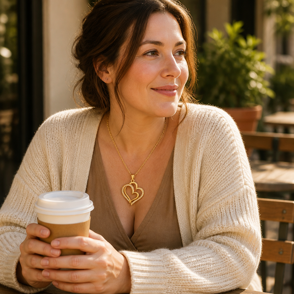 LumaCherish™ – Elegant Double-Heart Pendant Necklace with Pavé Crystals