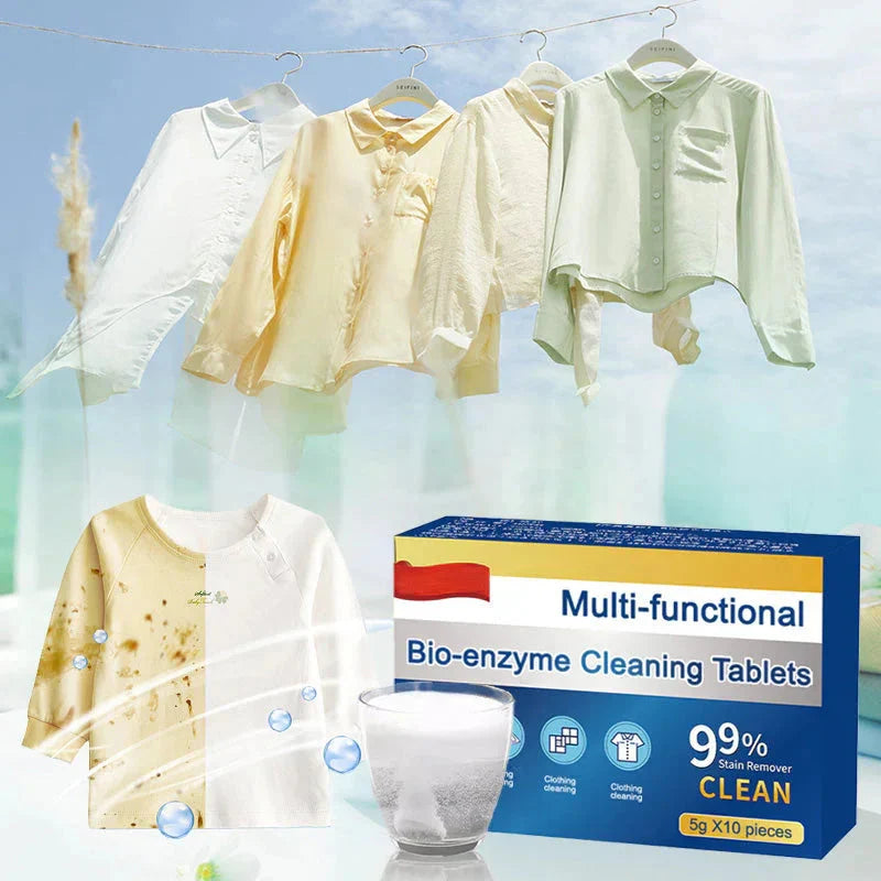 Bio Enzyme Cleaning Tablets | Removes Stains, Grease, Odors | Ideal for Textiles and Surfaces | SensoClean