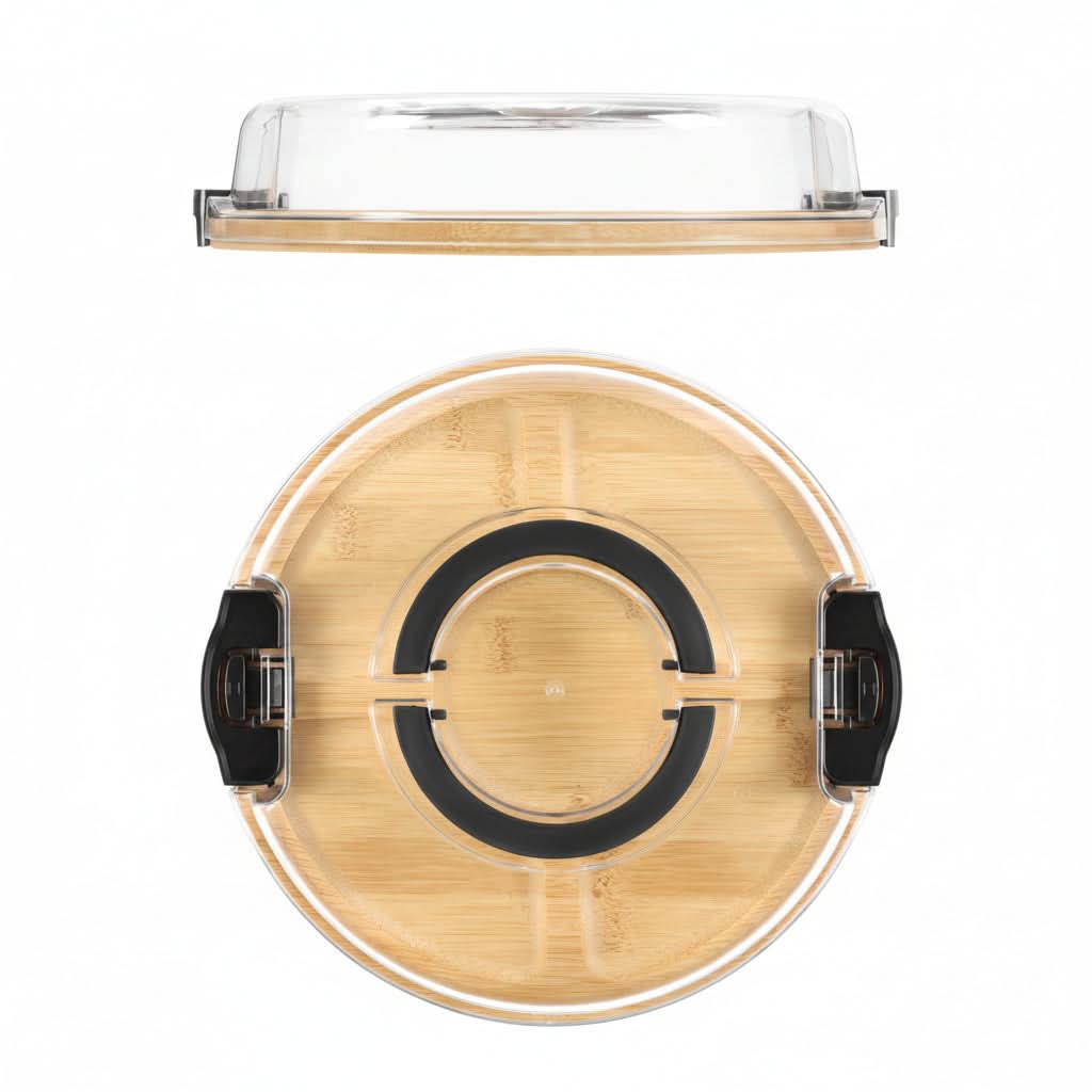 Bamboo Snack Tray with Lid – Divided Design for Serving and Storage