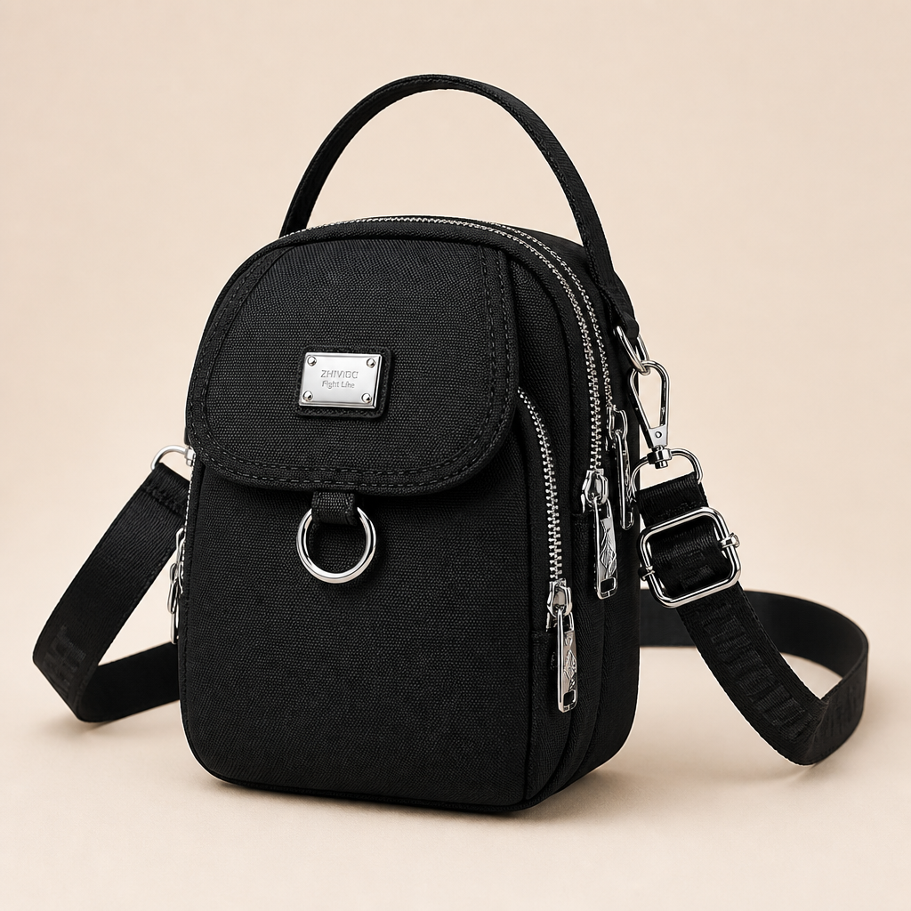 VeloTrek™ – Weatherproof Oxford Compact Triple-Zip Crossbody Bag