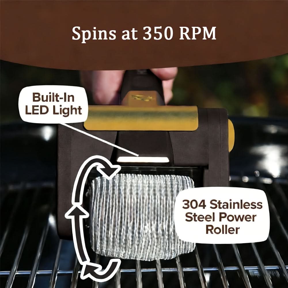 Electric BBQ Cleaning Brush with Stainless Steel Roller