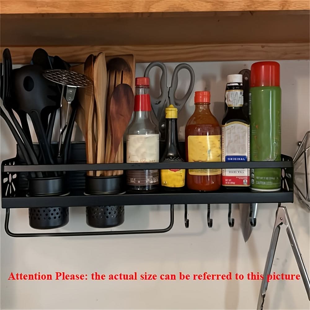 Wall-Mounted Kitchen Storage Rack for Organizing Utensils