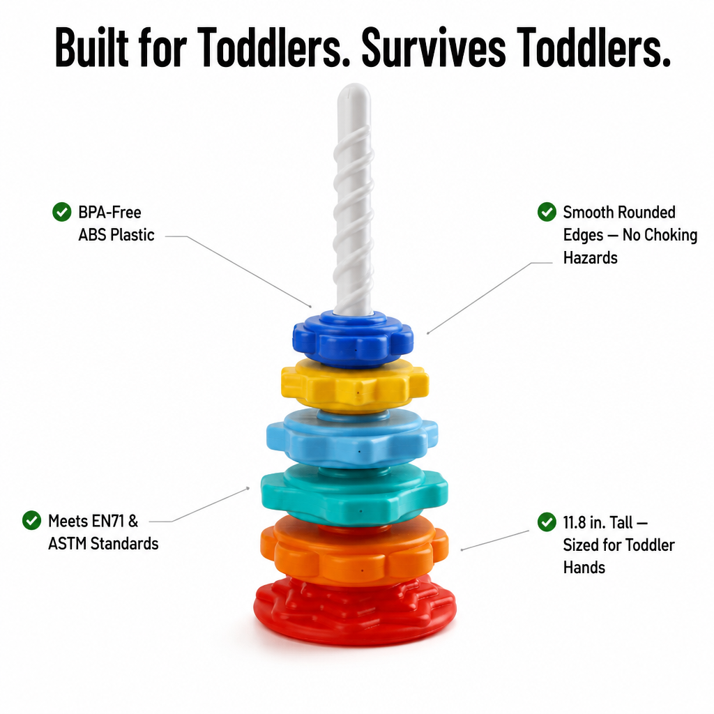 TwirliPlay™ — Twist Rainbow Discs Along a Spiral Pole Toddlers Won't Quit