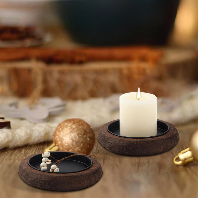 Natural Elegance Candle Holder with Tray for Home Decor