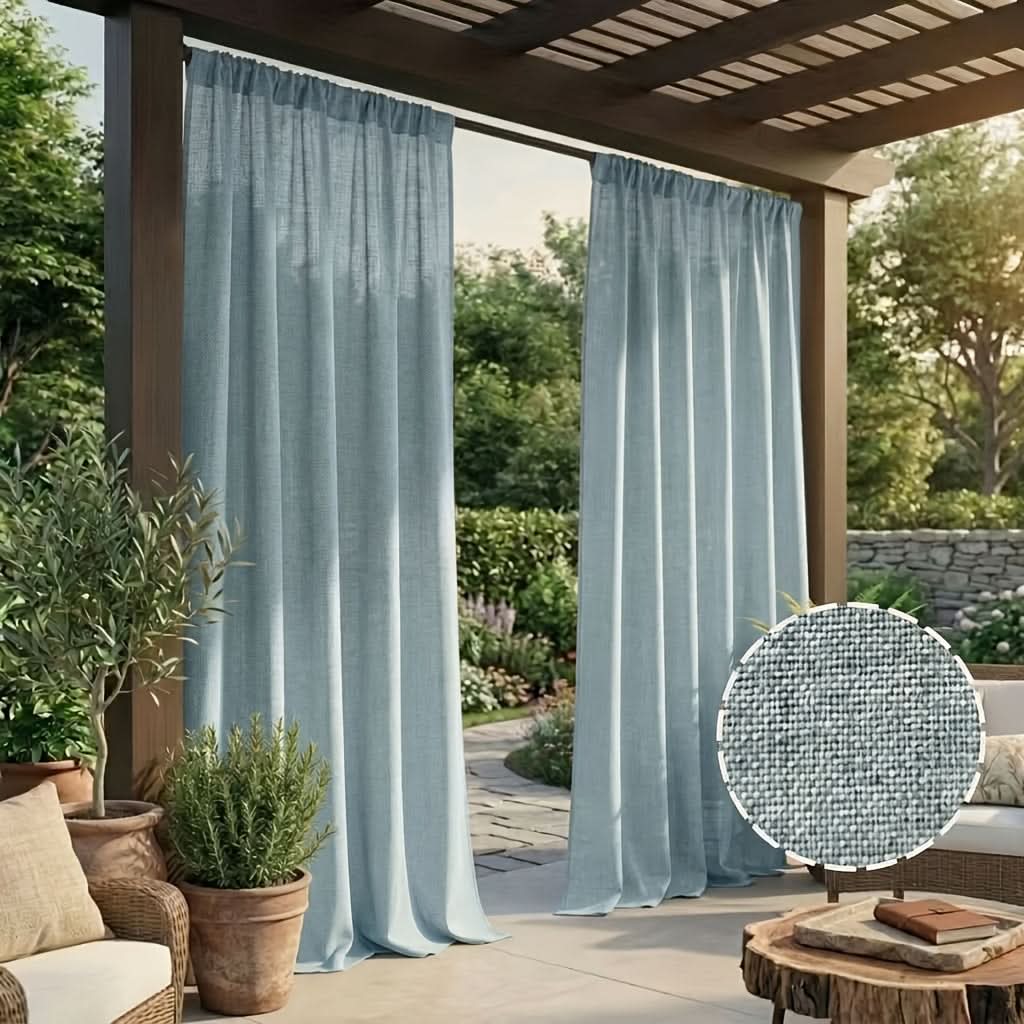 Bohemian Outdoor Drapes with Linen-Style Fabric