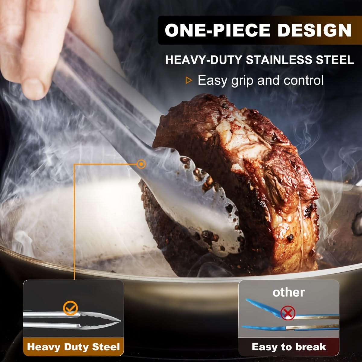 Stainless Steel Kitchen Tongs with Locking Mechanism